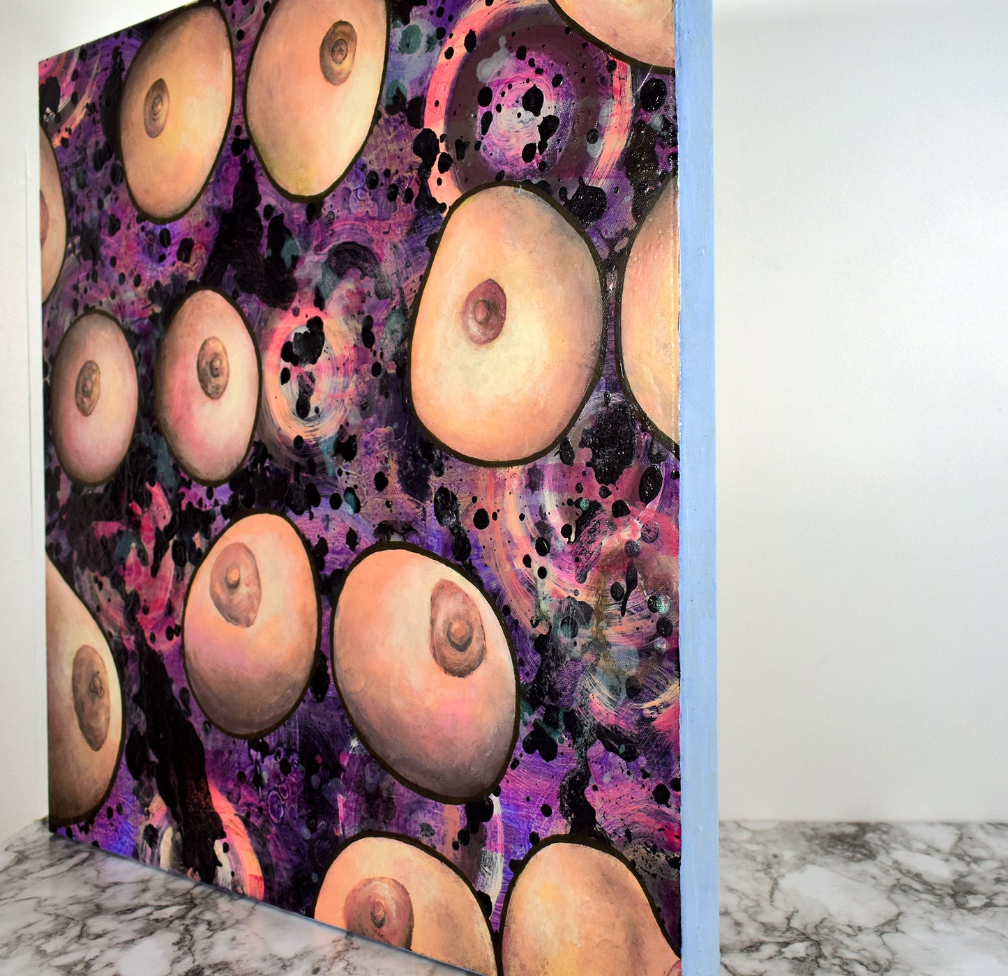 "Untitled Breast Study" Painting 2x2ft *Glow in the Dark*