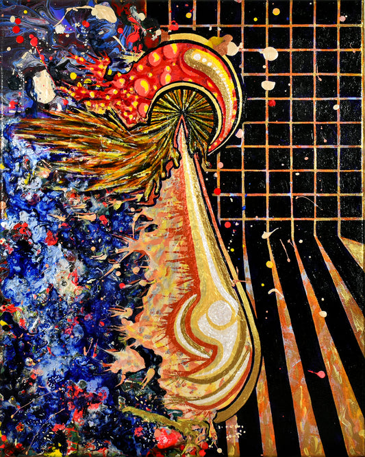 "Exploding Amanita" Painting 16x20in