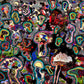 "Imaginary Mushrooms" Painting 20x16in *Black Light Art*