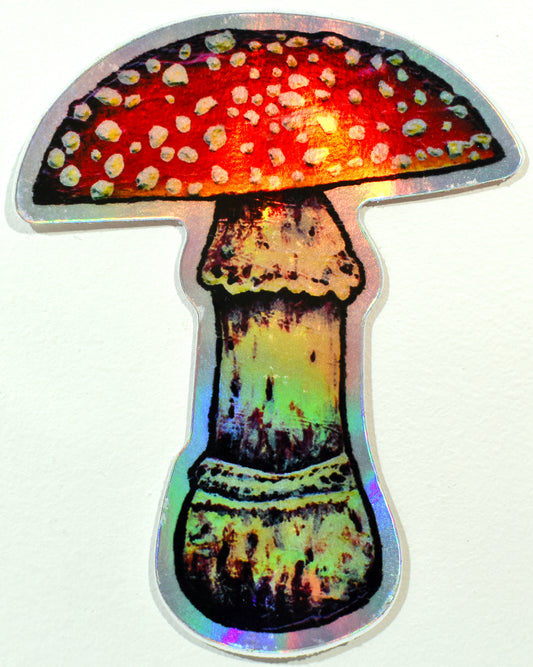 Holographic Amanita Muscaria Sticker 2.75x3.5in