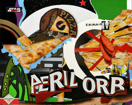 "Peril Orb Pizza" Collage 10x8in