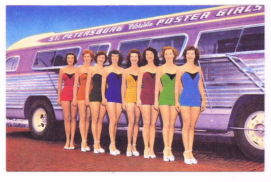 ST PETERSBURG FLORIDA POSTER GIRLS vintage psotcard