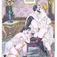VINTAGE FRENCH ILLUSTRATED MENAGE oversize postcard