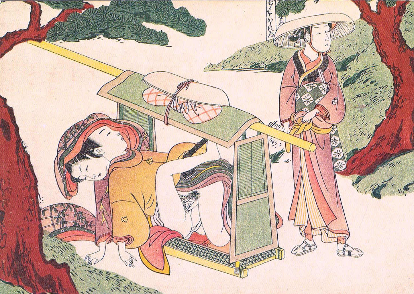 HARUNOBU EROTIC WOODBLOCK ART oversize postcard