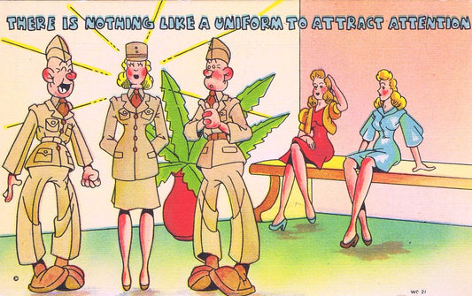 UNIFORM TO ATTRACT ATTENTION vintage postcard